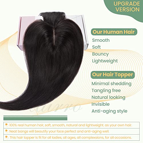 Clip in Hair Topper Human Hair with Silk Base Hairpiece - Image 54