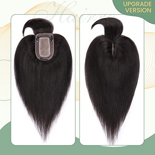 Clip in Hair Topper Human Hair with Silk Base Hairpiece - Image 57