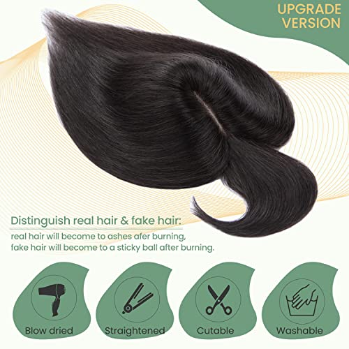 Clip in Hair Topper Human Hair with Silk Base Hairpiece - Image 58
