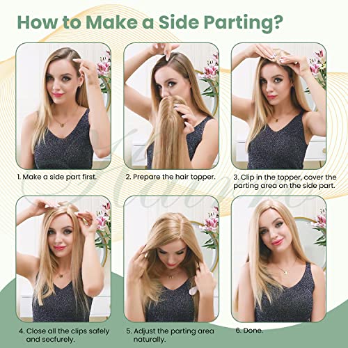 Clip in Hair Topper Human Hair with Silk Base Hairpiece - Image 6