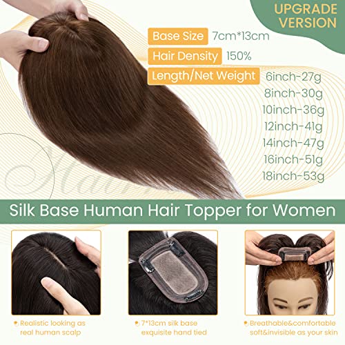 Clip in Hair Topper Human Hair with Silk Base Hairpiece - Image 60