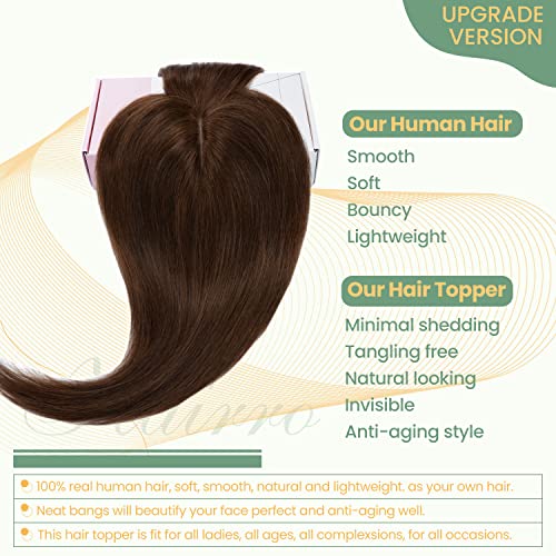 Clip in Hair Topper Human Hair with Silk Base Hairpiece - Image 61