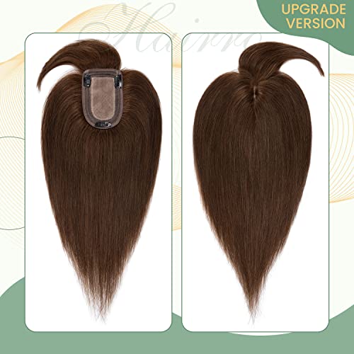 Clip in Hair Topper Human Hair with Silk Base Hairpiece - Image 64