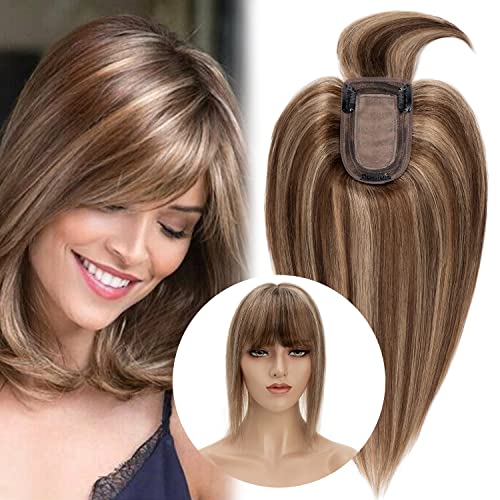Clip in Hair Topper Human Hair with Silk Base Hairpiece - Image 65