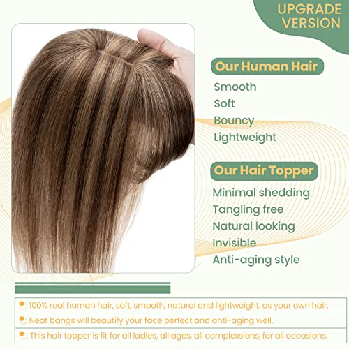 Clip in Hair Topper Human Hair with Silk Base Hairpiece - Image 68