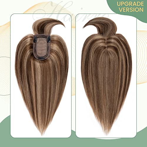 Clip in Hair Topper Human Hair with Silk Base Hairpiece - Image 70