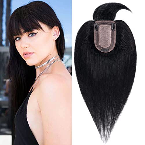 Clip in Hair Topper Human Hair with Silk Base Hairpiece - Image 72