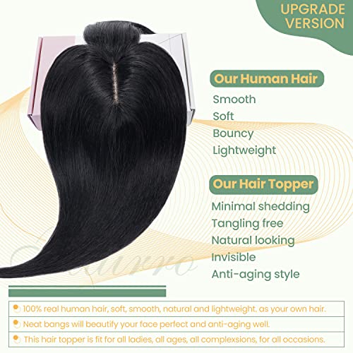 Clip in Hair Topper Human Hair with Silk Base Hairpiece - Image 74