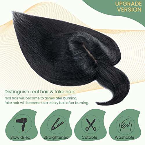 Clip in Hair Topper Human Hair with Silk Base Hairpiece - Image 77