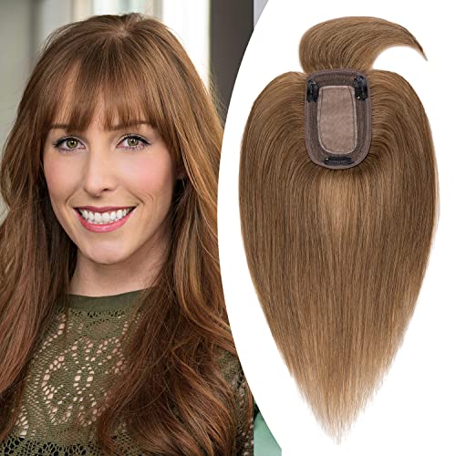 Clip in Hair Topper Human Hair with Silk Base Hairpiece - Image 78