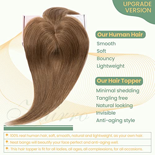 Clip in Hair Topper Human Hair with Silk Base Hairpiece - Image 82