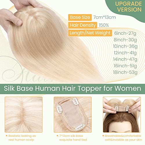 Clip in Hair Topper Human Hair with Silk Base Hairpiece - Image 92
