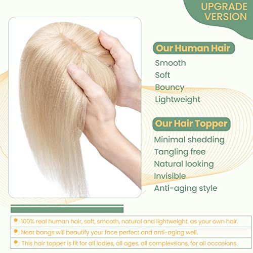 Clip in Hair Topper Human Hair with Silk Base Hairpiece - Image 94