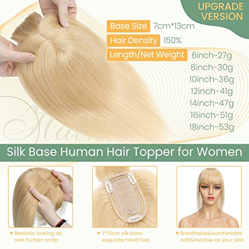Clip in Hair Topper Human Hair with Silk Base Hairpiece - Image 98
