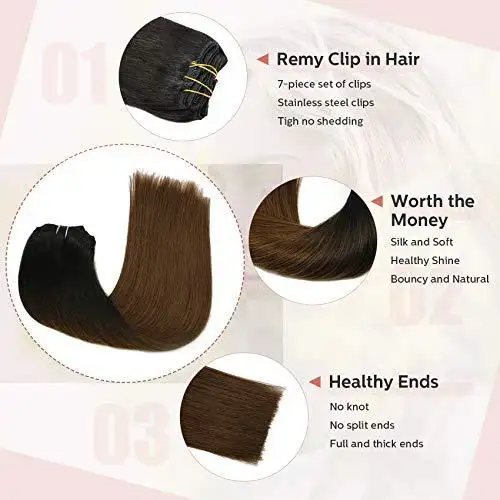 Clip In Human Hair Extensions Thicken Double Weft 9A Brazilian Hair 7pcs - Image 15