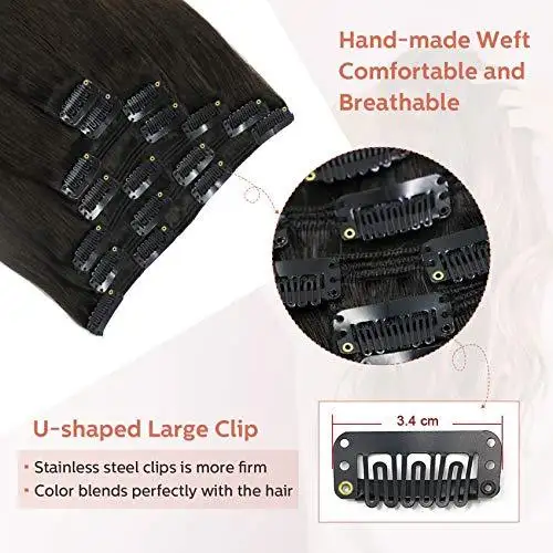 Clip In Human Hair Extensions Thicken Double Weft 9A Brazilian Hair 7pcs - Image 17