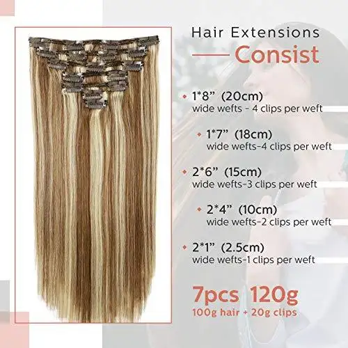 Clip In Human Hair Extensions Thicken Double Weft 9A Brazilian Hair 7pcs - Image 20