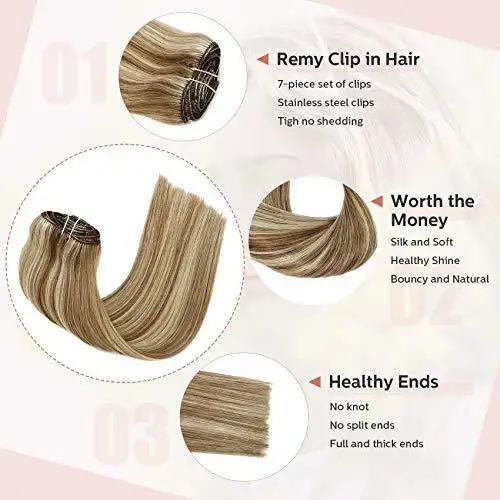 Clip In Human Hair Extensions Thicken Double Weft 9A Brazilian Hair 7pcs - Image 21