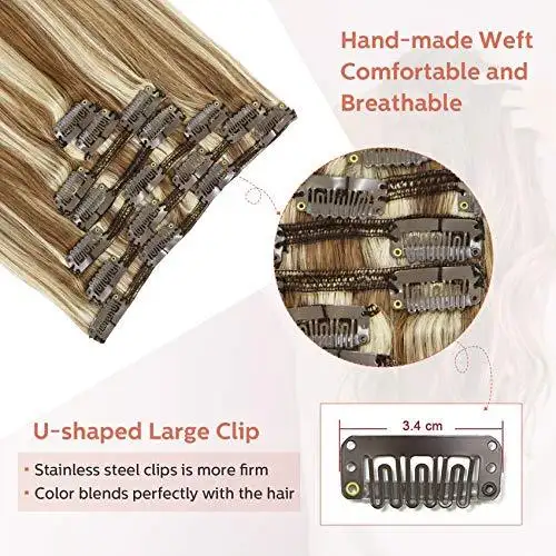 Clip In Human Hair Extensions Thicken Double Weft 9A Brazilian Hair 7pcs - Image 23