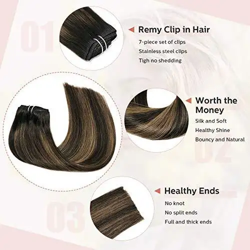 Clip In Human Hair Extensions Thicken Double Weft 9A Brazilian Hair 7pcs - Image 3
