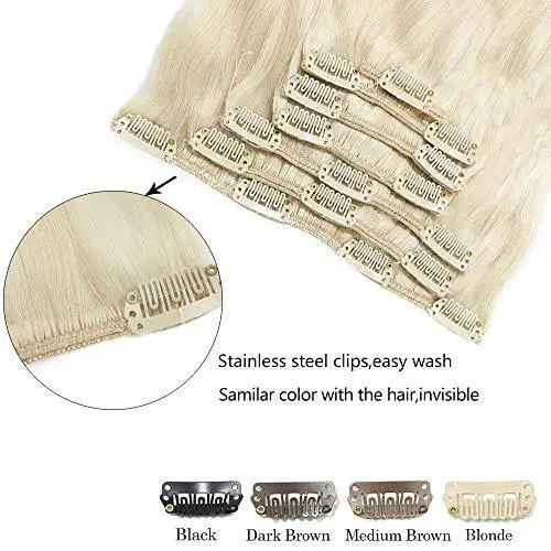 Clip In Human Hair Extensions Thicken Double Weft 9A Brazilian Hair 7pcs - Image 32