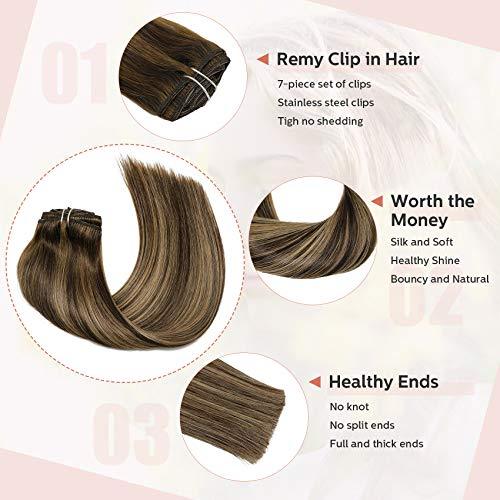 Clip In Human Hair Extensions Thicken Double Weft 9A Brazilian Hair 7pcs - Image 72