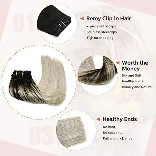 Clip In Human Hair Extensions Thicken Double Weft 9A Brazilian Hair 7pcs - Image 9