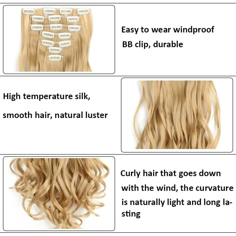 Clip-on Hair Extensions 6pc Set - Image 3