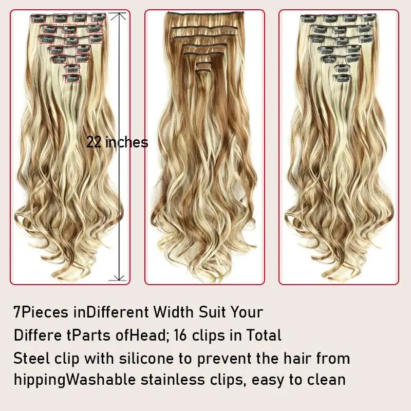 Clip-on Hair Extensions 6pc Set - Image 4