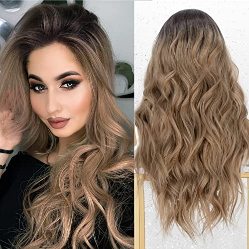Curly Ash Blonde Lace Front Wig with Dark Roots - Image 2