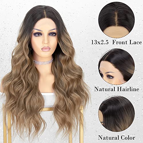Curly Ash Blonde Lace Front Wig with Dark Roots - Image 3
