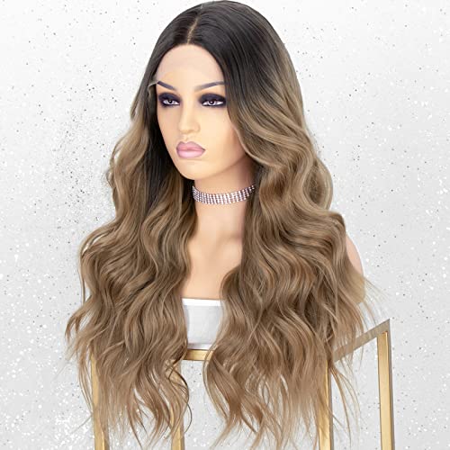 Curly Ash Blonde Lace Front Wig with Dark Roots - Image 5
