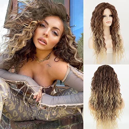 Curly blonde brown reverse ombre wig - Image 20