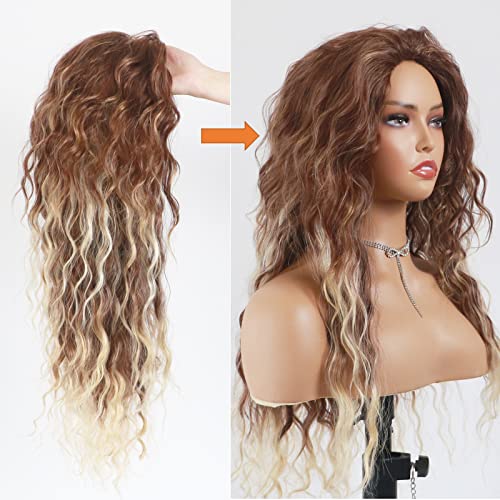 Curly blonde brown reverse ombre wig - Image 21