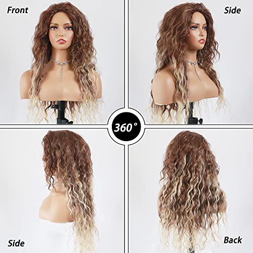 Curly blonde brown reverse ombre wig - Image 22