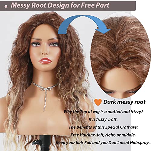 Curly blonde brown reverse ombre wig - Image 25