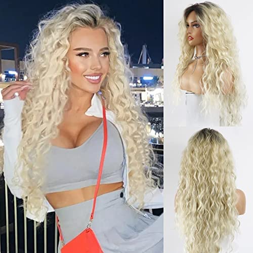 Curly blonde brown reverse ombre wig - Image 26