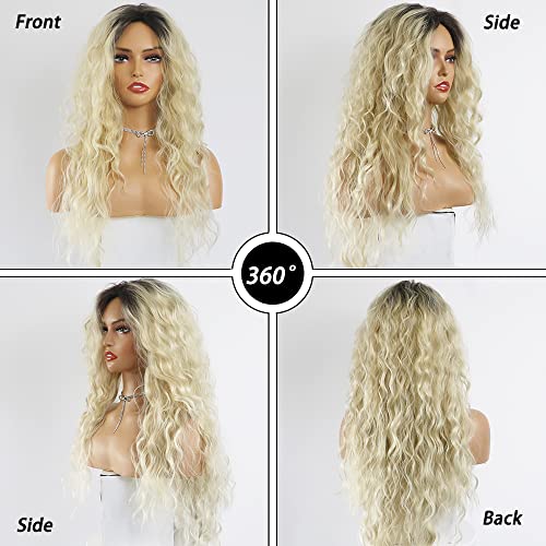Curly blonde brown reverse ombre wig - Image 27