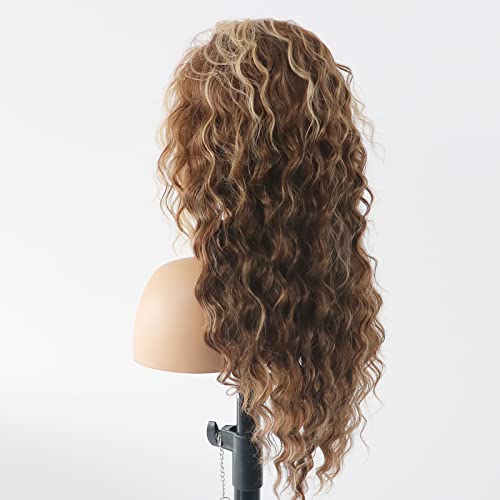 Curly blonde brown reverse ombre wig - Image 3