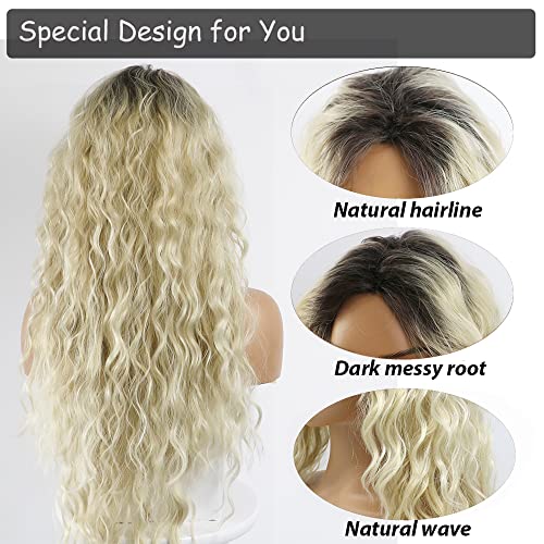 Curly blonde brown reverse ombre wig - Image 30