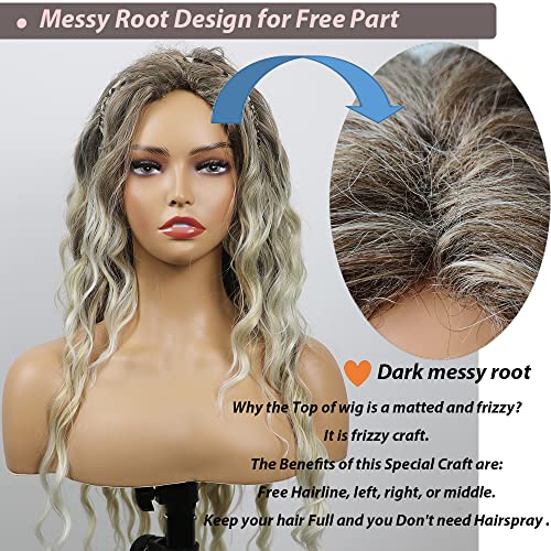 Curly blonde brown reverse ombre wig - Image 46