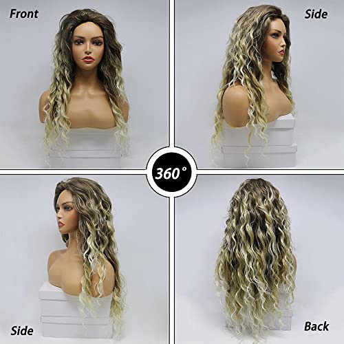 Curly blonde brown reverse ombre wig - Image 47