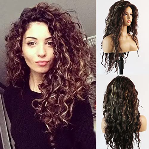 Curly blonde brown reverse ombre wig - Image 50