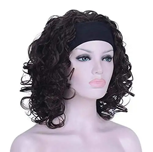 Curly Chestnut Brown Headband Wig - Image 7