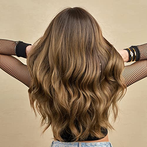 Curly long brown heat friendly wig with bangs - Image 5
