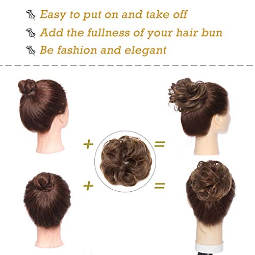 Curly Messy Hair Bun Extension Updo Hairpiece - Image 123