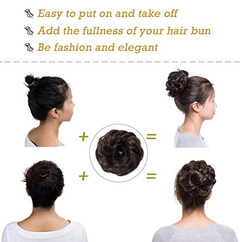 Curly Messy Hair Bun Extension Updo Hairpiece - Image 129
