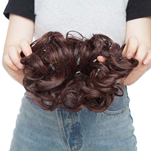 Curly Messy Hair Bun Extension Updo Hairpiece - Image 3