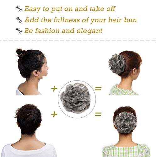 Curly Messy Hair Bun Extension Updo Hairpiece - Image 37