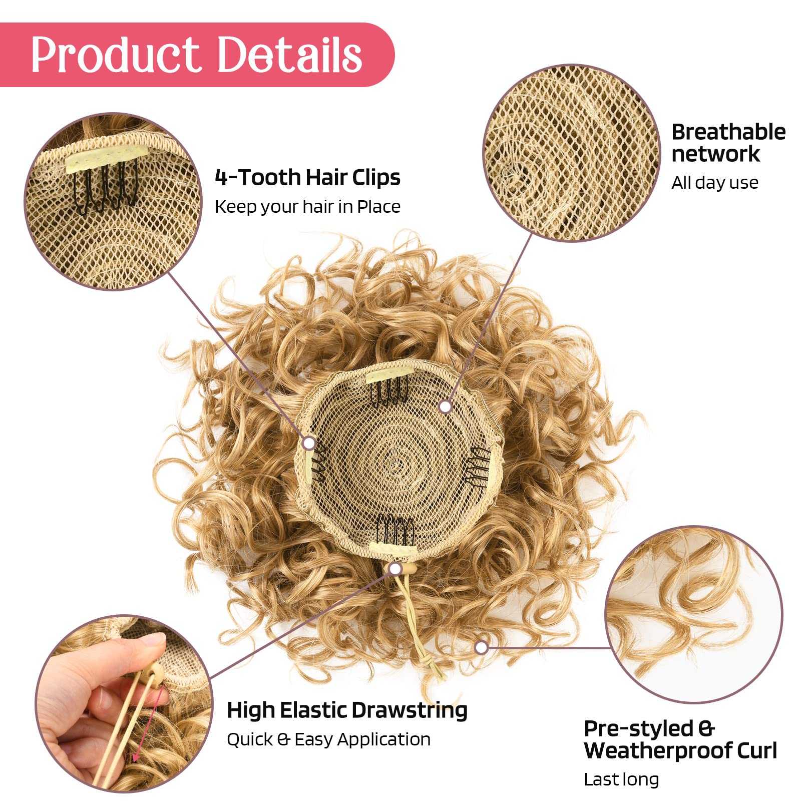 Curly Messy Hair Bun Hair Piece Elastic Drawstring - Image 35